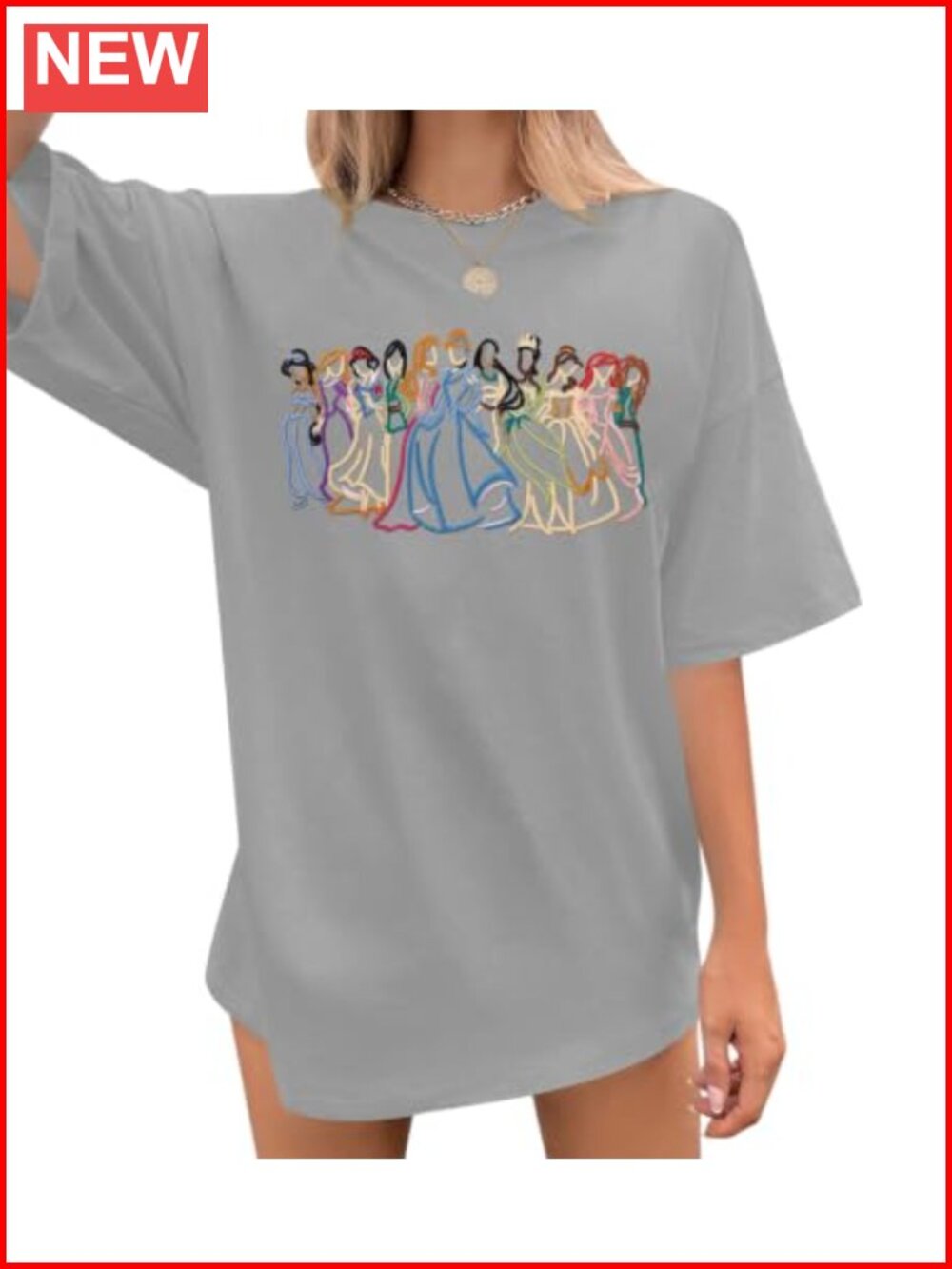 Oversized Princess Graphic Tee Short Sleeve Crew Neck Vacation Shirt